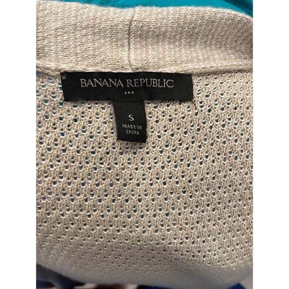 Banana Republic Small Beige Knit Sleeveless Cardigan Vest Pockets Waterfall - Picture 4 of 9